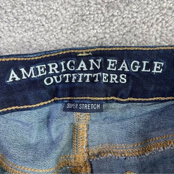 American Eagle Jeans Women's 2 Blue Skinny Low Rise Dark Denim Stretch - Picture 5 of 12